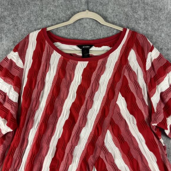 Ali Miles Tunic Top Womens 2X Striped Textured Crinkle Stretch Artsy Lagenlook - Picture 2 of 13